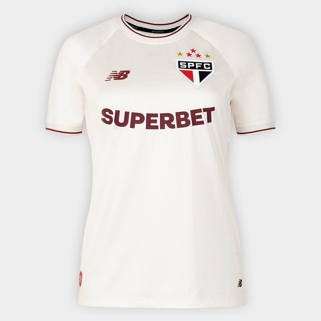 Camisa São Paulo Comemorativa 26/27 Torcedor New Balance Feminina Off White 39V-264J-701