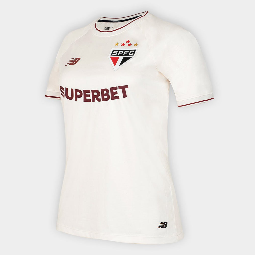 Camisa São Paulo Comemorativa 26/27 Torcedor New Balance Feminina Off White 39V-264J-701